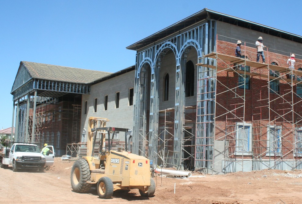 Architectural GFRC Installation at Gilbert Christian School | Light Weight Metal Studs Frame Supported GFRC Panels Effectively