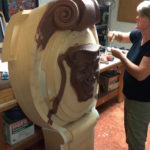Hand Carving in Clay on Top of Custom Design Wooden Piece to Match Architects Rendering for Keystone
