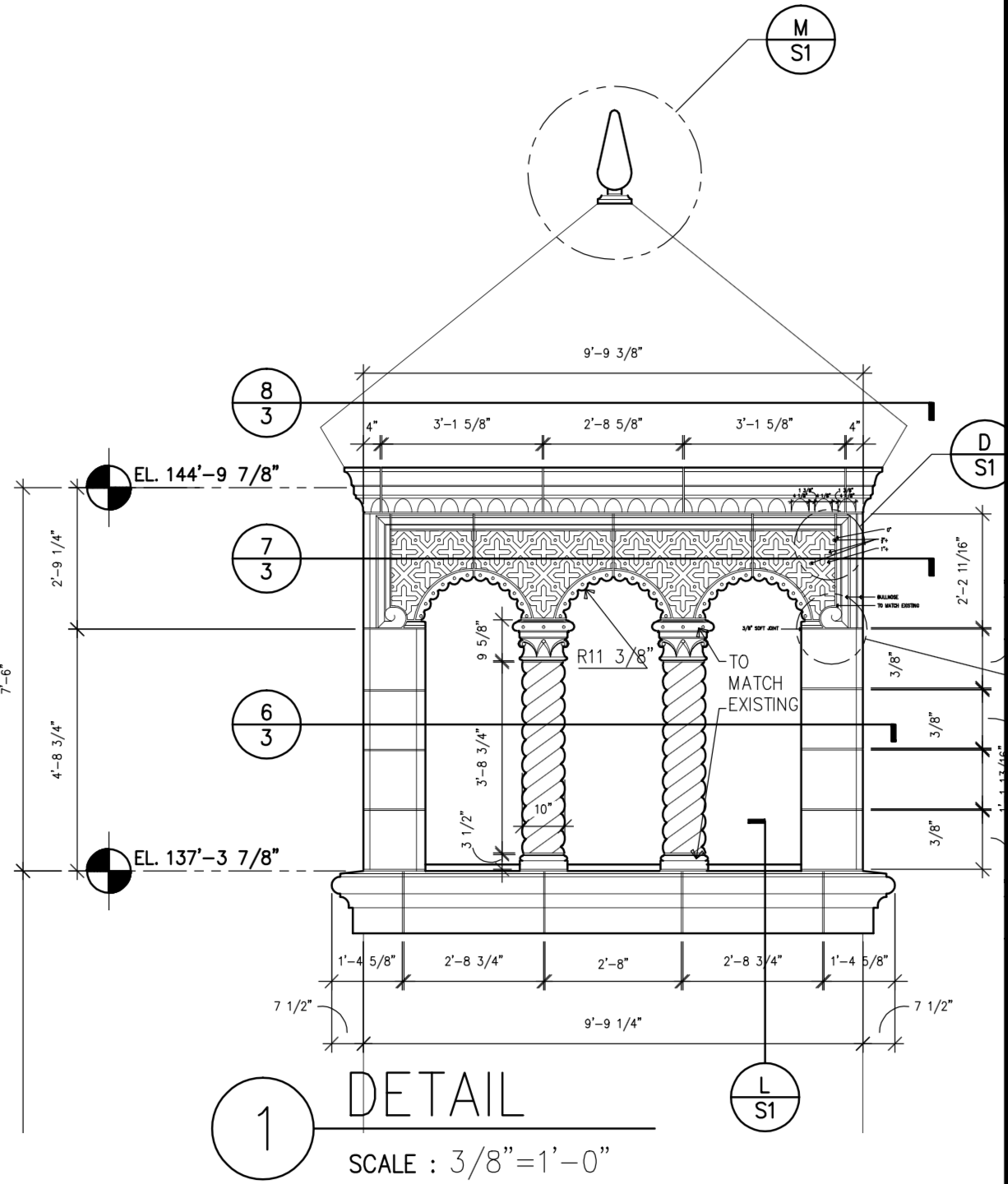 Design Details for the top of the clock tower at highland park village shopping center