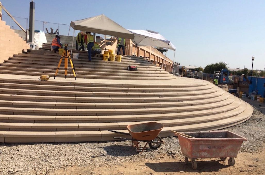 Ft Worth Arena | Wet-pour Architectural Precast Concrete Stone for Circular Stair Tread Design