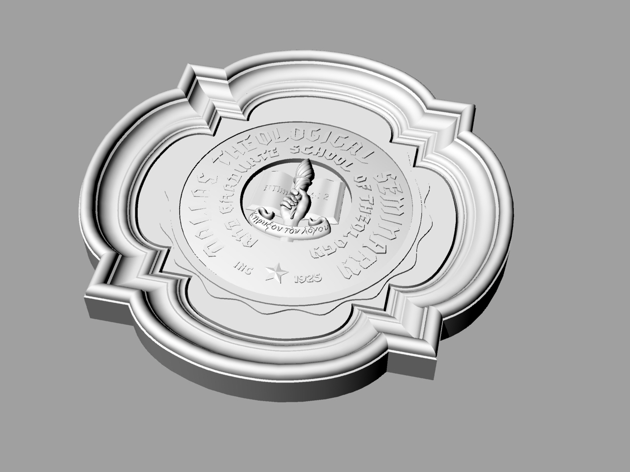 3D Model of the Medallion used as Exterior Organization Seal for the Dallas Theological Seminary and Graduate School of Theology