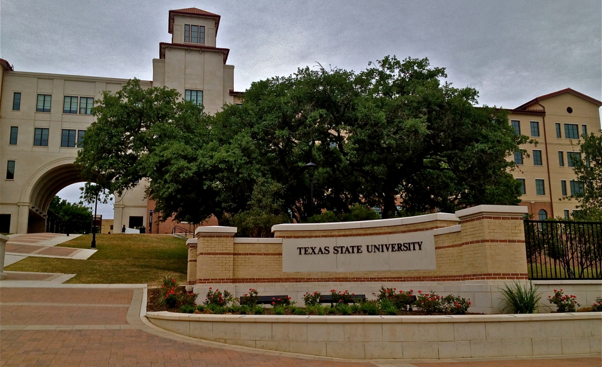 Texas State University (TSU) Wall Coping Matching with Cast Stone Signage as well as Natural Limestone Work, Building Cladding