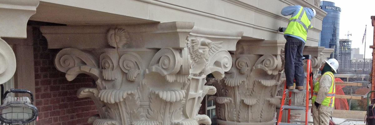 Corinthian Capitals Design using Architectural GFRC Stone | GFRC Simplifies Structural Requirements and Installation due to High Strength to Weight Ratio