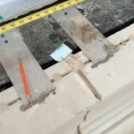 Installation Technique for Anchoring Cast Stone, Precast, GFRC - Kerf Slot with Bent Strap