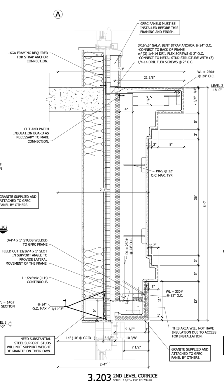 Install detail. Installation of metal sheets. Installation of expansion joints. 2200x6850 mm including base frame, epdm insulation membrane, window sills. Install detail.